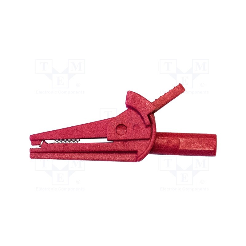 1 pcs x MUELLER ELECTRIC - BU-110-2 - Crocodile clip, 6A, Grip capac: max.15.7mm, red, Contacts: steel
