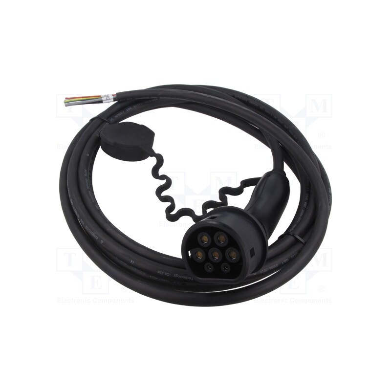 1 pcs x AMPHENOL - HVCOIMBR6PF706L5000 - Cable: eMobility, 1x0.5mm2,5x6mm2, 480V, 22kW, IP54, wires,Type 2