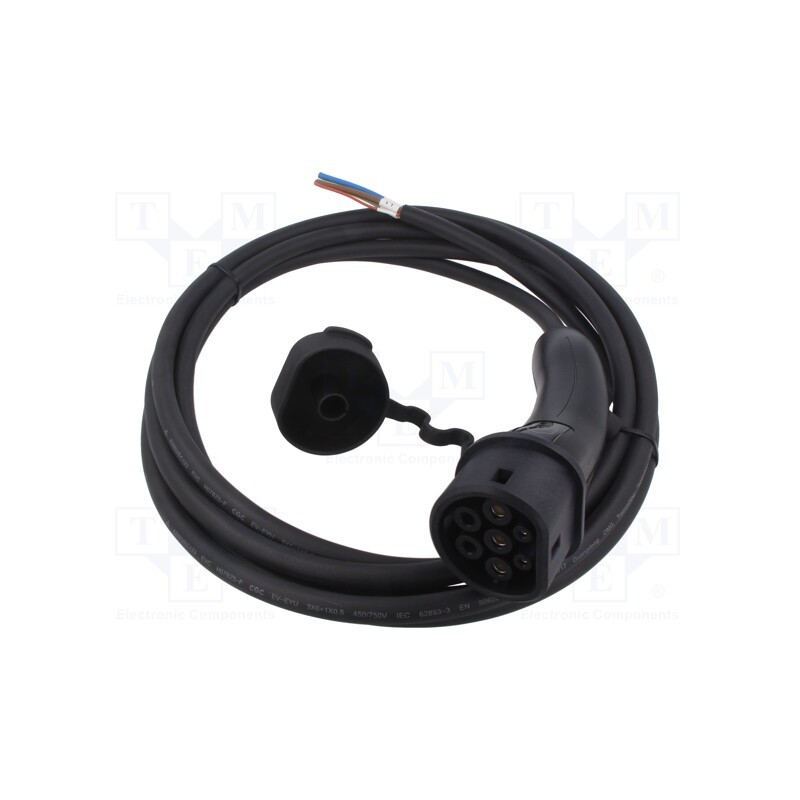 1 pcs x AMPHENOL - HVCOIMBR6PF506L7500 - Cable: eMobility, 1x0.5mm2,3x6mm2, 250V, 7.4kW, IP54, wires,Type 2