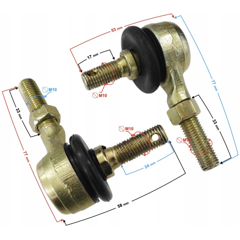 Steering rod ends for ATV 125 9 and 125 x