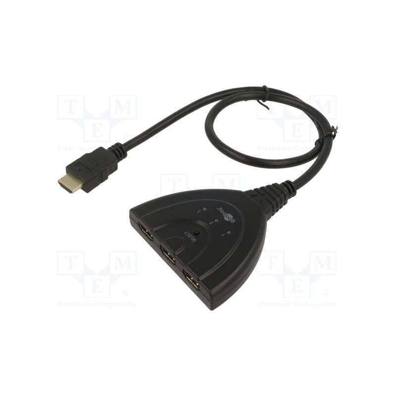 1 pcs x Goobay - 58487 - Switch, HDCP 1.4,HDMI 1.4, 0.55m, black, Input: HDMI socket x3