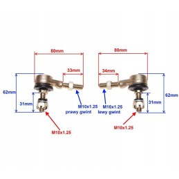 Quad atv 110 200 tie rod end 4t