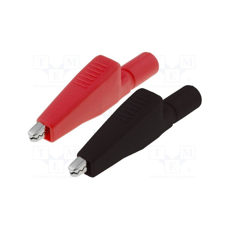 1 pcs x AXIOMET - AX-CR-02-SET - Crocodile clip, 5A, red and black, Socket size: 4mm