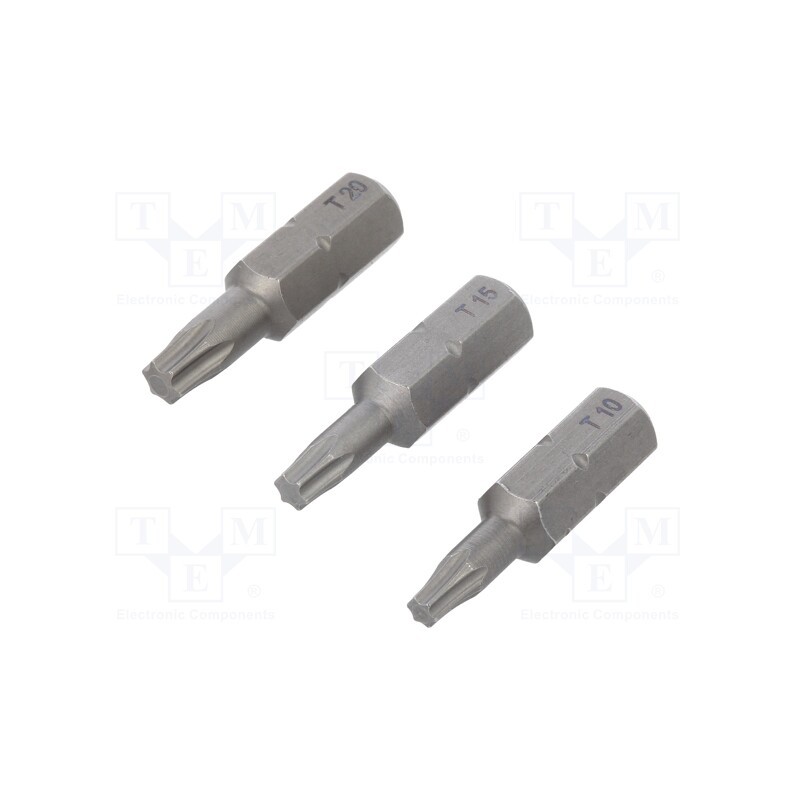 1 set x WIHA - 7871 - Kit: screwdriver bits, Torx®, hardened, 25mm, Size: TX10,TX15,TX20