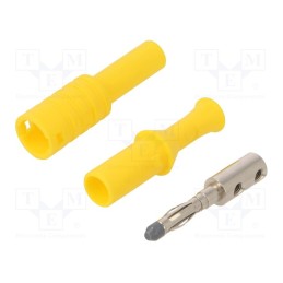 1 pcs x ELECTRO-PJP - 1065-GE - Plug, 4mm banana, 36A, 1kVAC, yellow, insulated, 63mm, 8mΩ, on cable