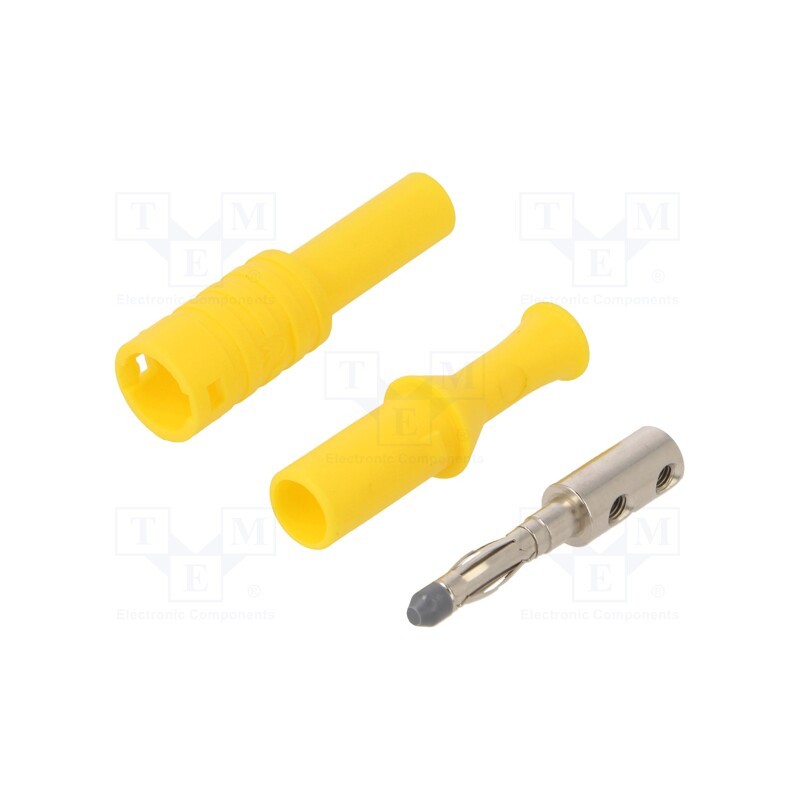 1 pcs x ELECTRO-PJP - 1065-GE - Plug, 4mm banana, 36A, 1kVAC, yellow, insulated, 63mm, 8mΩ, on cable