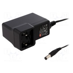 1 pcs x MEAN WELL - GEM18I18-P1J - Power supply: switched-mode, plug, 18VDC, 1A, 18W, Out: 5,5/2,1