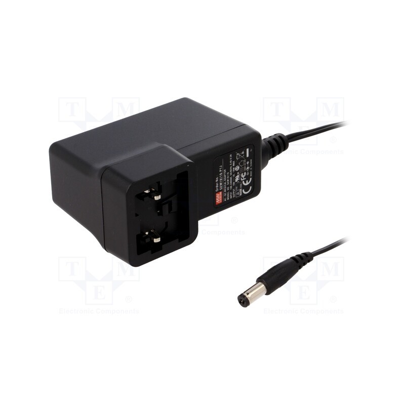 1 pcs x MEAN WELL - GEM18I18-P1J - Power supply: switched-mode, plug, 18VDC, 1A, 18W, Out: 5,5/2,1
