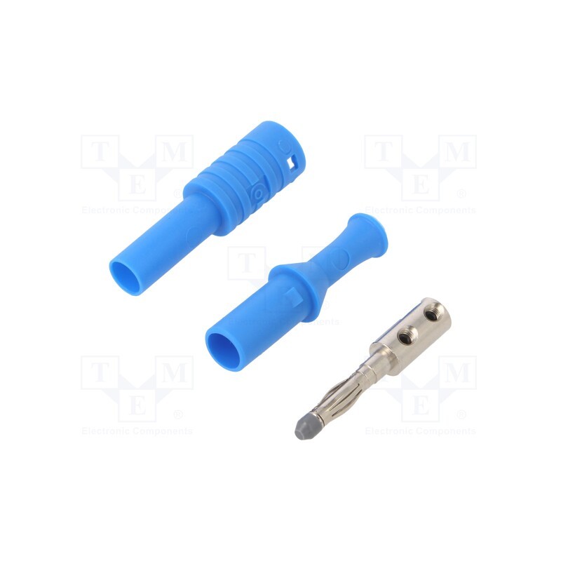 1 pcs x ELECTRO-PJP - 1065-BL - Plug, 4mm banana, 36A, 1kVAC, blue, insulated, 63mm, 8mΩ, on cable