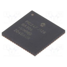 1 pcs x MICROCHIP TECHNOLOGY - PIC24FJ128GA306-I/MR - IC: PIC microcontroller, 128kB, 32MHz, 2÷3.6VDC, SMD, QFN64, PIC24