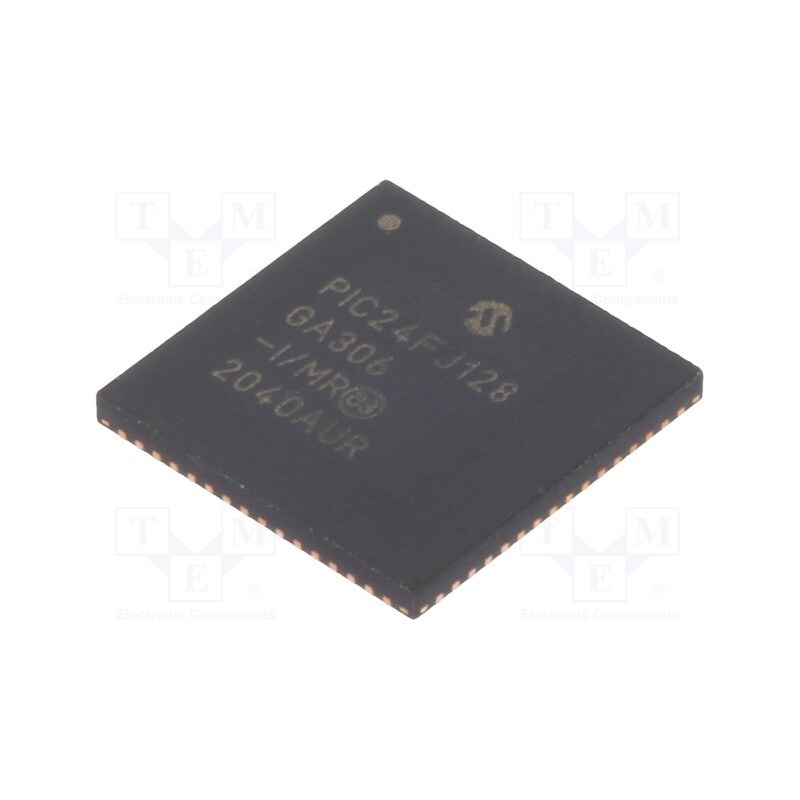 1 pcs x MICROCHIP TECHNOLOGY - PIC24FJ128GA306-I/MR - IC: PIC microcontroller, 128kB, 32MHz, 2÷3.6VDC, SMD, QFN64, PIC24