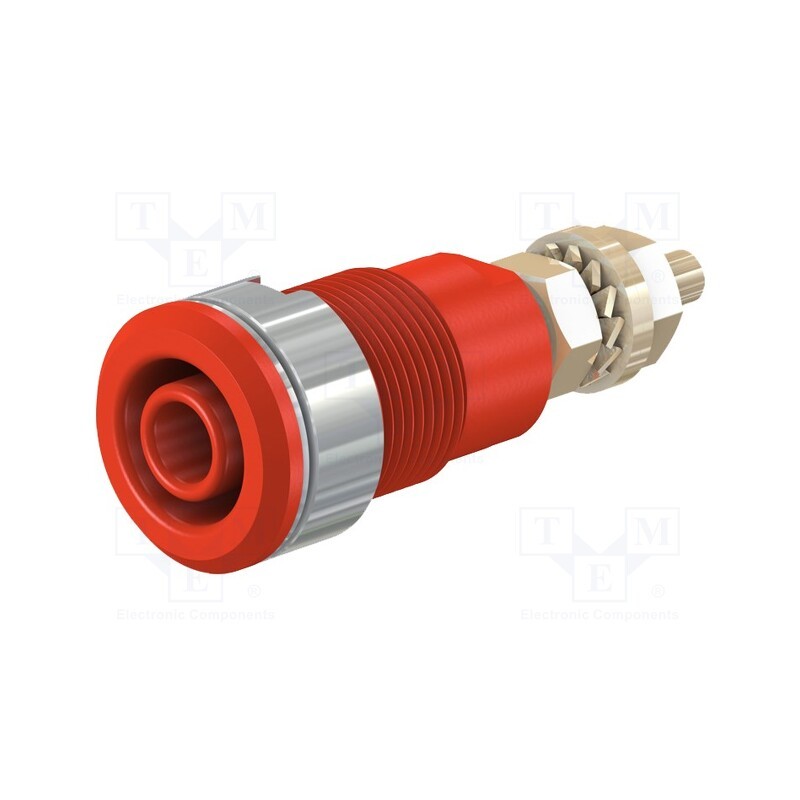 1 pcs x STu00c4UBLI - 23.3020-22 - Socket, 4mm banana, 32A, 1kV, Cutout: Ø12.2mm, red, gold-plated