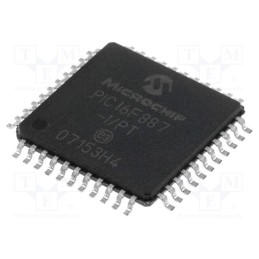 1 pcs x MICROCHIP TECHNOLOGY - PIC16F887-I/PT - IC: PIC microcontroller, 14kB, 20MHz, 2÷5.5VDC, SMD, TQFP44, PIC16