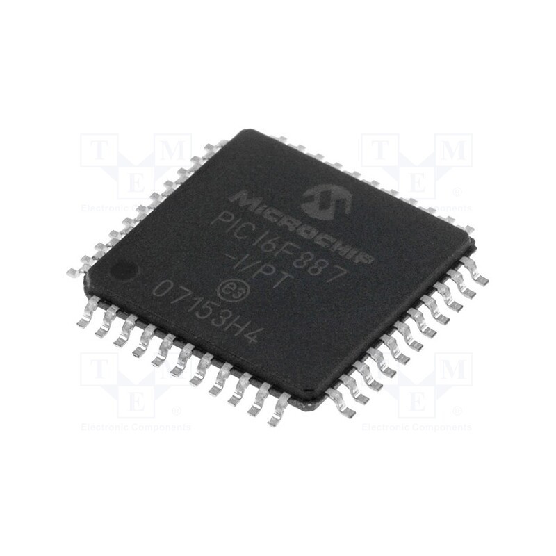 1 pcs x MICROCHIP TECHNOLOGY - PIC16F887-I/PT - IC: PIC microcontroller, 14kB, 20MHz, 2÷5.5VDC, SMD, TQFP44, PIC16