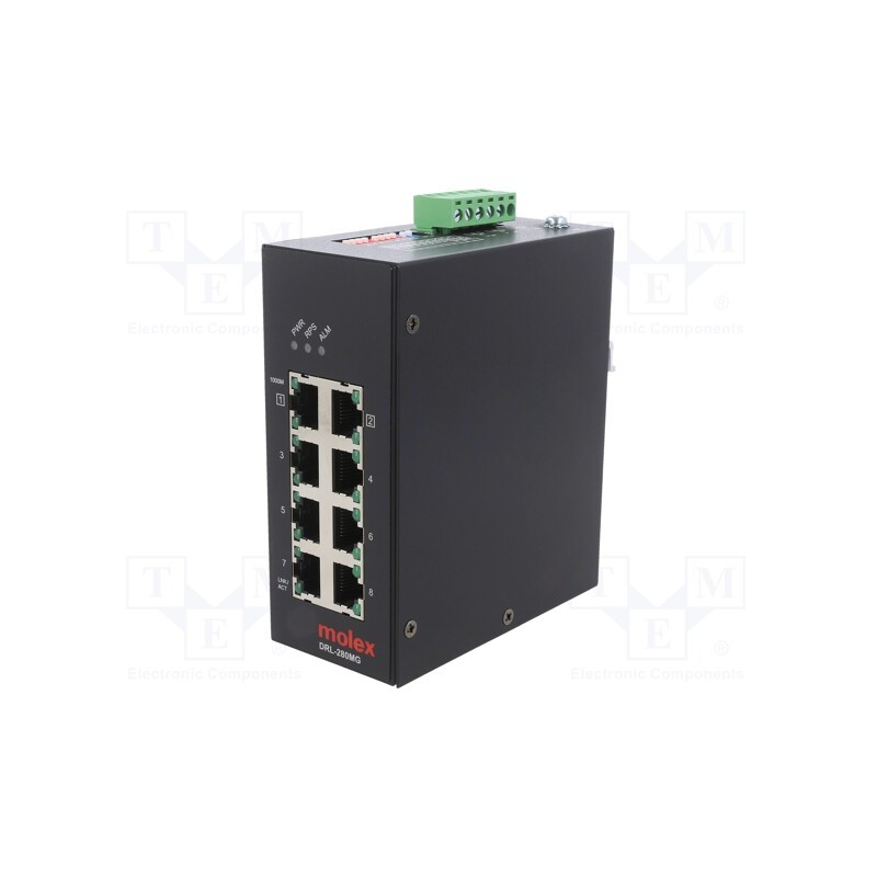 1 pcs x MOLEX - 112036-1003 - Switch Ethernet, unmanaged, Number of ports: 8, 9÷57VDC, RJ45