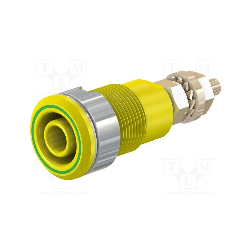 1 pcs x STu00c4UBLI - 23.3020-20 - Socket, 4mm banana, 32A, 1kV, Cutout: Ø12.2mm, yellow-green, brass