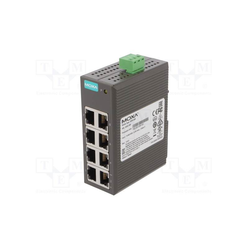 1 pcs x MOXA - EDS-208 - Switch Ethernet, unmanaged, Number of ports: 8, 12÷48VDC, RJ45