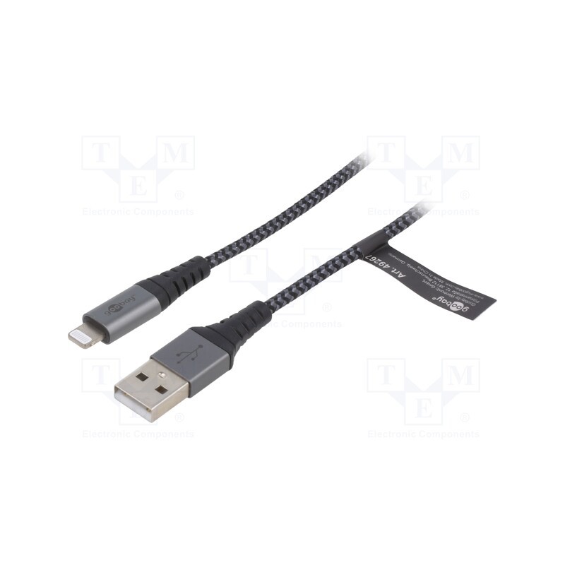 1 pcs x Goobay - 49267 - Cable, USB 2.0, Apple Lightning plug,USB A plug, 0.5m, 480Mbps