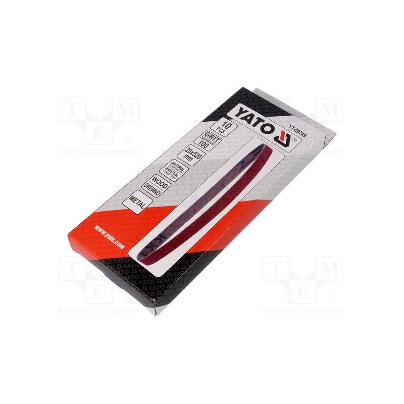 1 set x YATO - YT-09749 - Endless sanding belt, L: 520mm, W: 20mm, Granularity: 100, 10pcs.