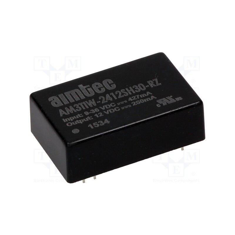 1 pcs x AIMTEC - AM3TIW-2412SH30-RZ - Converter: DC/DC, 3W, Uin: 9÷36V, Uout: 12VDC, Iout: 250mA, DIP24