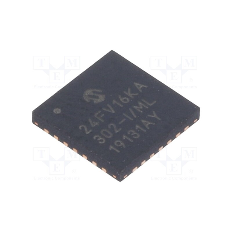 1 pcs x MICROCHIP TECHNOLOGY - PIC24FV16KA302-I/ML - IC: PIC microcontroller, 16kB, 32MHz, SMD, QFN28, PIC24
