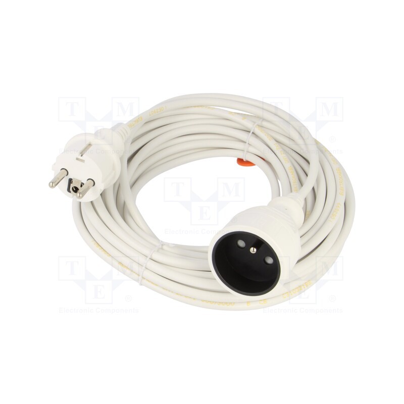 1 pcs x KEL - W-97418 - Extension lead, 3x1mm2, Sockets: 1, PVC, white, 10m, 10A, STANDARD