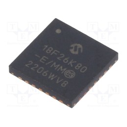 1 pcs x MICROCHIP TECHNOLOGY - PIC18F26K80-E/MM - IC: PIC microcontroller, 64MHz, 1.8÷5VDC, SMD, QFN-S28, PIC18,