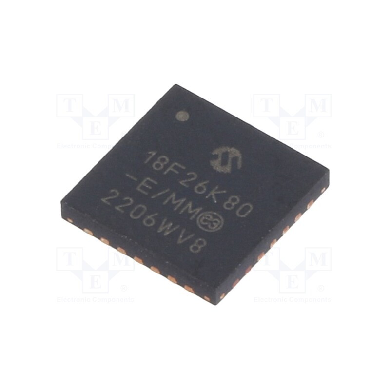 1 pcs x MICROCHIP TECHNOLOGY - PIC18F26K80-E/MM - IC: PIC microcontroller, 64MHz, 1.8÷5VDC, SMD, QFN-S28, PIC18,