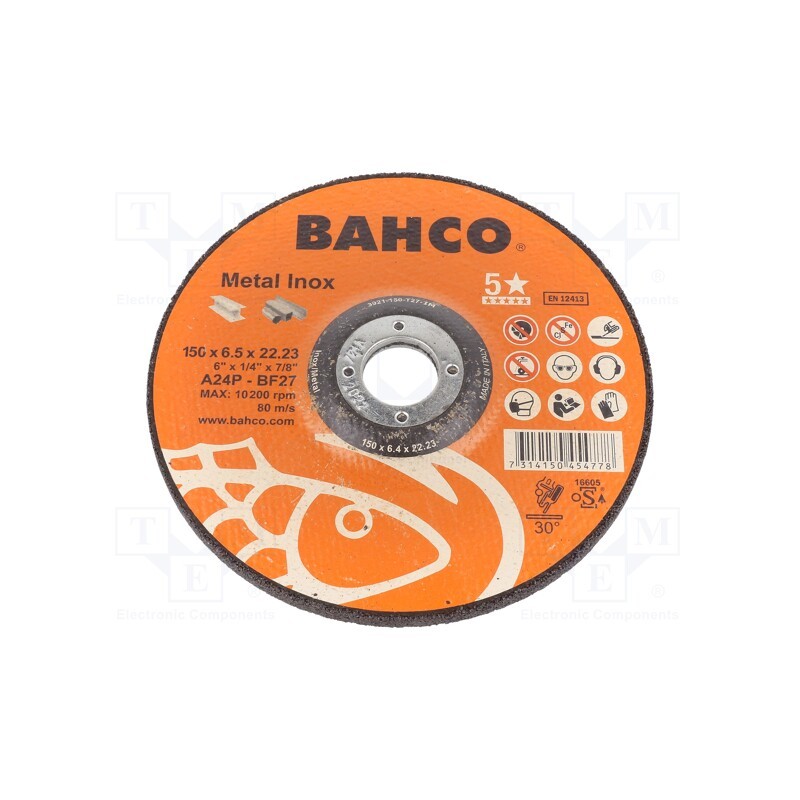 1 pcs x BAHCO - 3921-150-T27-IM - Grinding wheel, Ø: 150mm, Øhole: 22.23mm, Disc thick: 6.4mm