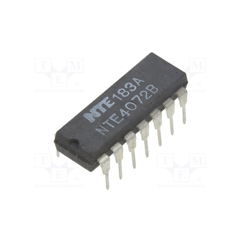 1 pcs x NTE Electronics - NTE4072B - IC: digital, OR, Ch: 2, IN: 4, CMOS, THT, DIP14, 3÷18VDC, -55÷125°C