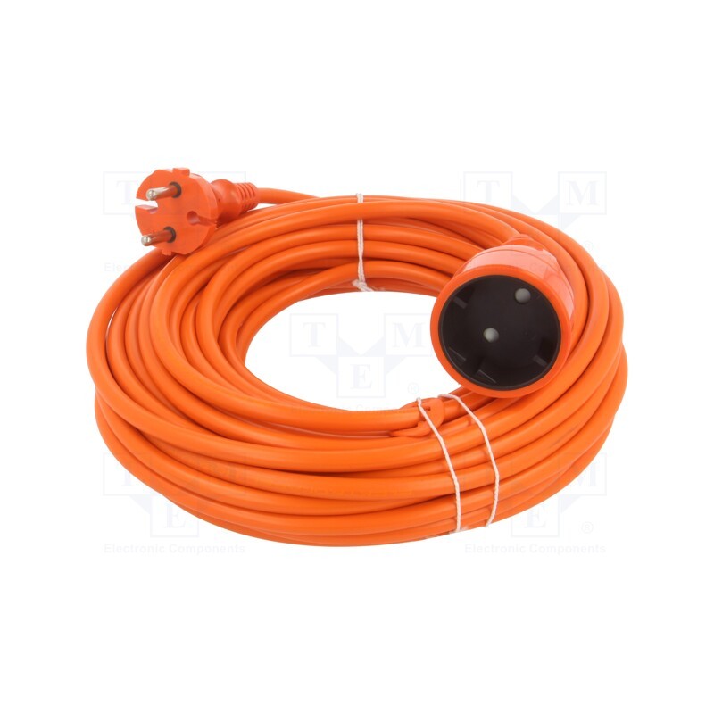 1 pcs x KEL - W-96964 - Extension lead, 2x1.5mm2, Sockets: 1, PVC, orange, 15m, 16A