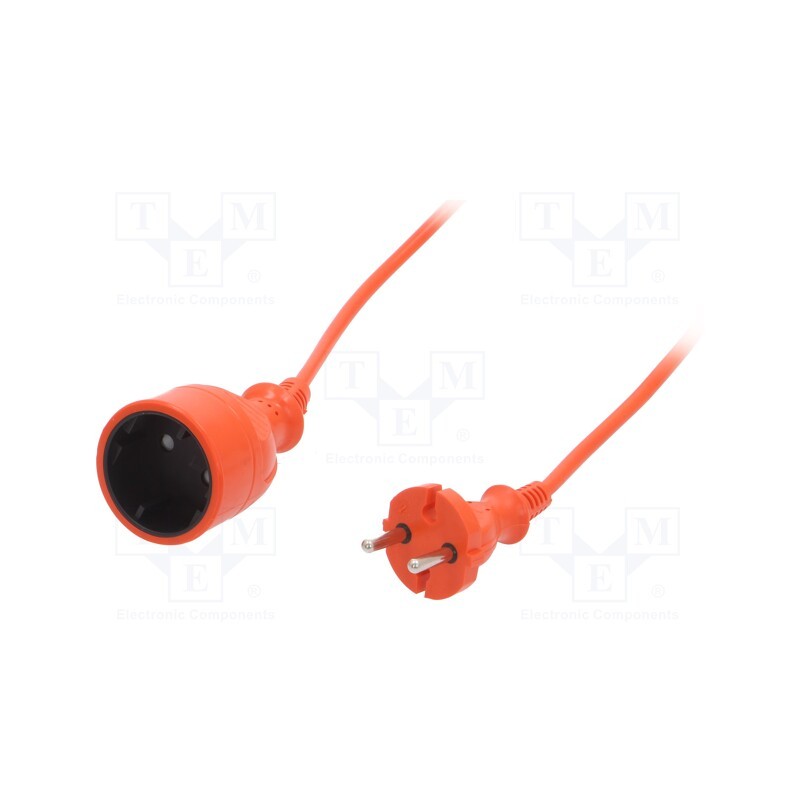 1 pcs x KEL - W-01529 - Extension lead, 2x1mm2, Sockets: 1, PVC, orange, 25m, 10A