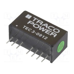 1 pcs x TRACO POWER - TEC 3-0912 - Converter: DC/DC, 3W, Uin: 4.5÷13.2V, Uout: 12VDC, Iout: 250mA, SIP8