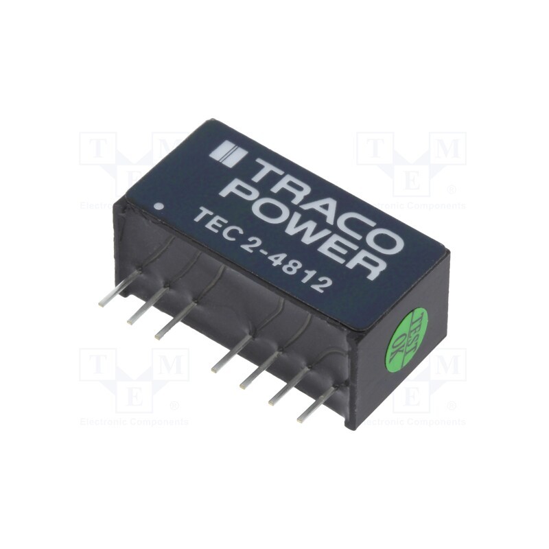 1 pcs x TRACO POWER - TEC 2-4812 - Converter: DC/DC, 2W, Uin: 36÷75V, Uout: 12VDC, Iout: 167mA, SIP8