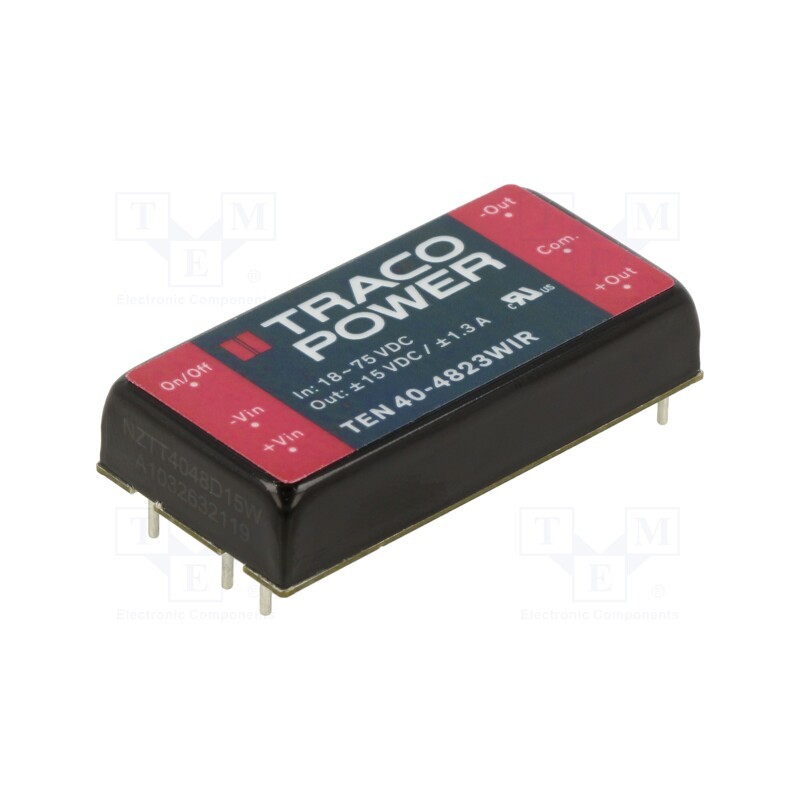 1 pcs x TRACO POWER - TEN 40-4823WIR - Converter: DC/DC, 40W, Uin: 18÷75V, Uout: 15VDC, Uout2: -15VDC, 2'x1'