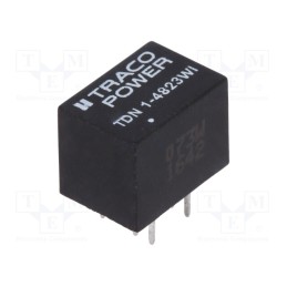 1 pcs x TRACO POWER - TDN 1-4823WI - Converter: DC/DC, 1W, Uin: 18÷75V, Uout: 15VDC, Uout2: -15VDC, DIP