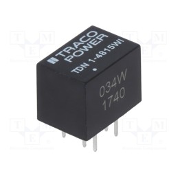 1 pcs x TRACO POWER - TDN 1-4815WI - Converter: DC/DC, 1W, Uin: 18÷75V, Uout: 24VDC, Iout: 45mA, DIP, TDN1
