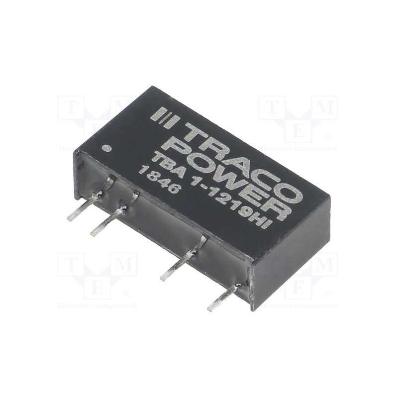 1 pcs x TRACO POWER - TBA 1-1219HI - Converter: DC/DC, 1W, Uin: 10.8÷13.2V, Uout: 9VDC, Iout: 111mA, SIP7