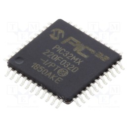 1 pcs x MICROCHIP TECHNOLOGY - PIC32MX220F032D-I/PT - IC: PIC microcontroller, 32kB, 2.3÷3.6VDC, SMD, TQFP44, PIC32