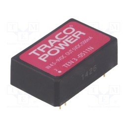 1 pcs x TRACO POWER - TEN 3-0511N - Converter: DC/DC, 3W, Uin: 4.5÷9V, Uout: 5VDC, Iout: 600mA, DIP24