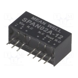 1 pcs x MEAN WELL - SPAN02A-12 - Converter: DC/DC, 2W, Uin: 9÷18V, Uout: 12VDC, Iout: 0÷167mA, SIP8