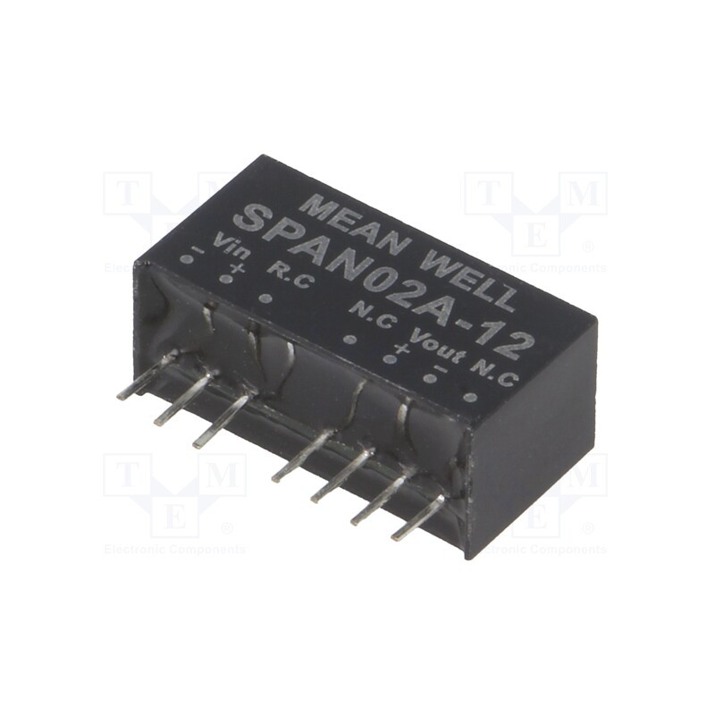 1 pcs x MEAN WELL - SPAN02A-12 - Converter: DC/DC, 2W, Uin: 9÷18V, Uout: 12VDC, Iout: 0÷167mA, SIP8