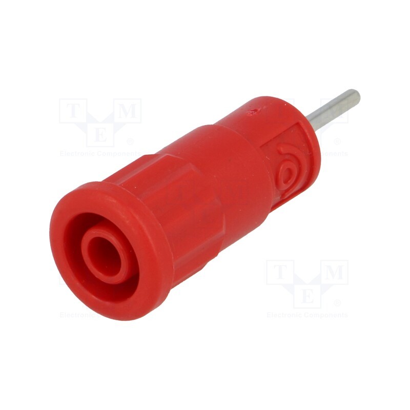 1 pcs x SCHu00dcTZINGER - SEPB 6887 NI / RT - Socket, 4mm banana, 36A, 1kV, red, on panel,push-in, -25÷80°C, 5mΩ