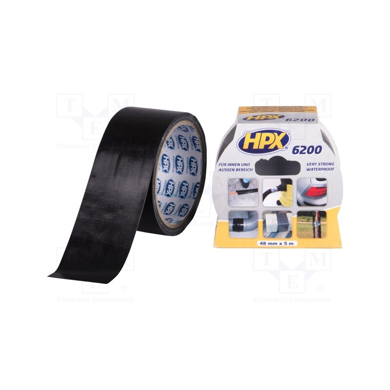 1 rol x HPX - CS5005 - Tape: duct, W: 48mm, L: 5m, Thk: 0.3mm, black, natural rubber
