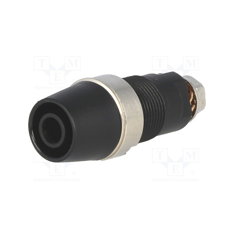 1 pcs x SCHu00dcTZINGER - SAB 6922 NI / SW - Socket, 4mm banana, 32A, 1kV, black, nickel plated, screw, 38.7mm
