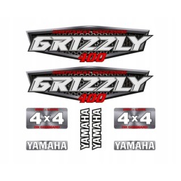 Set of Yamaha Grizzly 400 stickers, silver