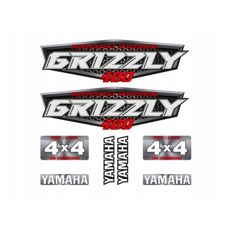 Set of Yamaha Grizzly 400 stickers, silver