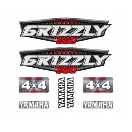 Set of Yamaha Grizzly 660 stickers, silver