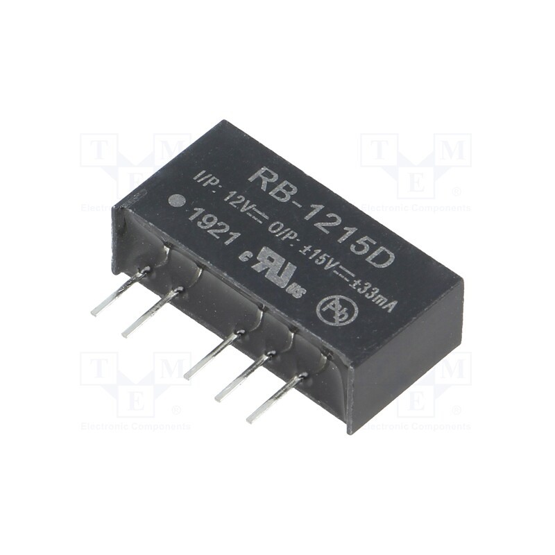 1 pcs x RECOM - RB-1215D - Converter: DC/DC, 1W, Uin: 10.8÷13.2V, Uout: 15VDC, Uout2: -15VDC