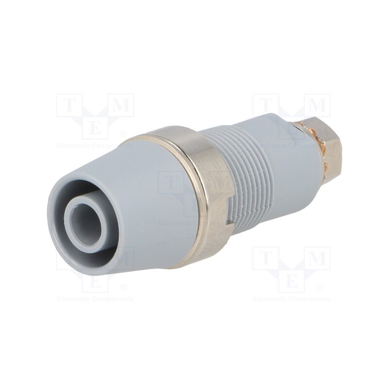 1 pcs x SCHu00dcTZINGER - SAB 6922 NI / GR - Socket, 4mm banana, 32A, 1kV, grey, nickel plated, screw, insulated
